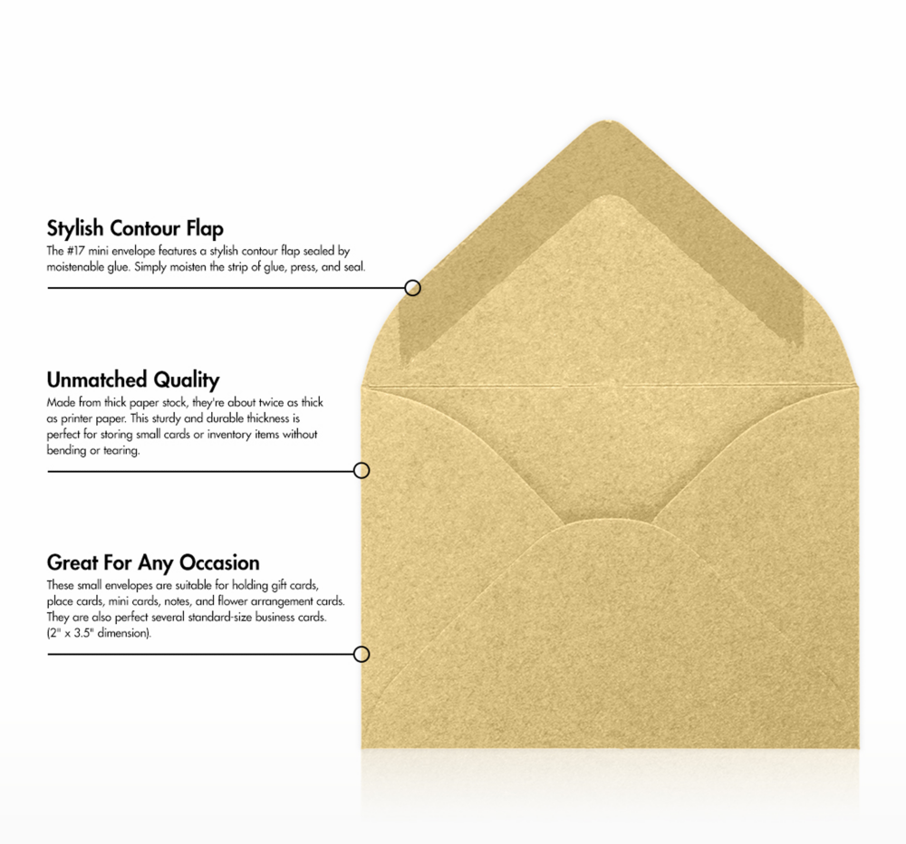 Light Gold Blonde Metallic 32lb #17 Mini Envelopes (2 11/16 x 3 11/16)