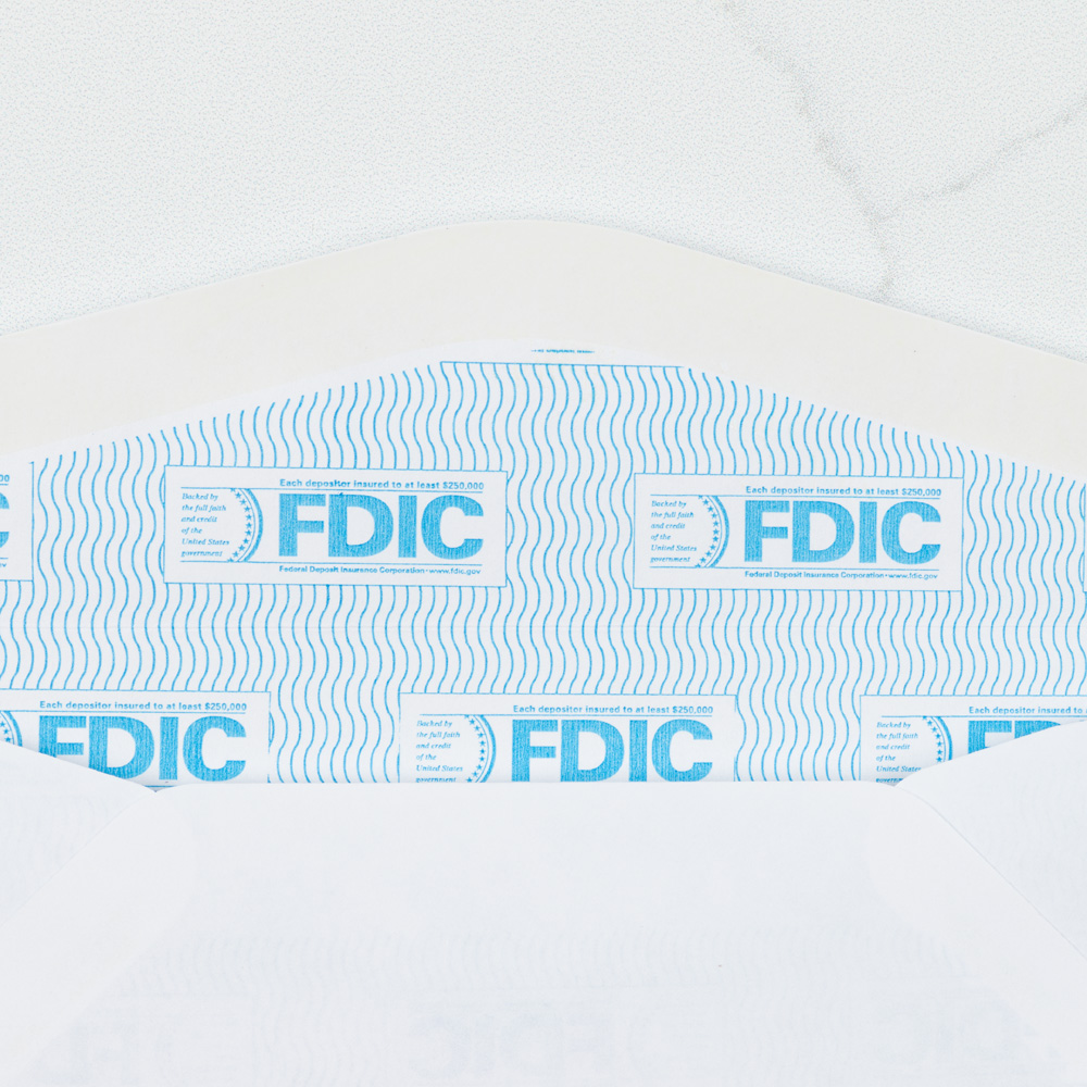 White with FDIC Security Tint 24lb #10 Regular Envelopes (4 1/8 x 9 1/2)