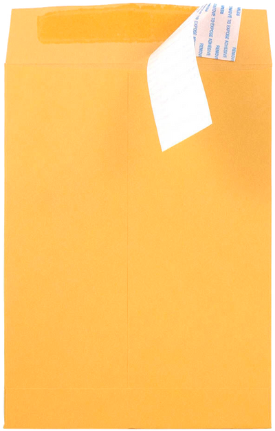 Brown Kraft 28lb 7 1/2 x 10 1/2 Open End Envelopes with Peel & Seal