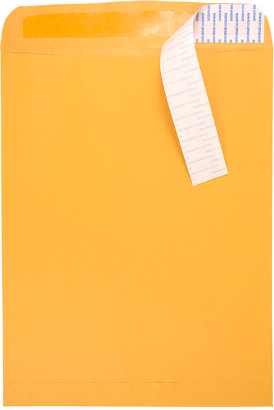 Brown Kraft 28lb 11 1/2 x 14 1/2 Open End Envelopes with Peel & Seal