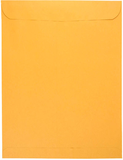 Brown Kraft 28lb 12 x 15 1/2 Open End Envelopes with Peel & Seal