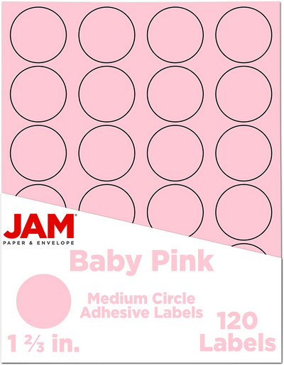 Baby Pink Medium 1 2/3 Inch Round Labels