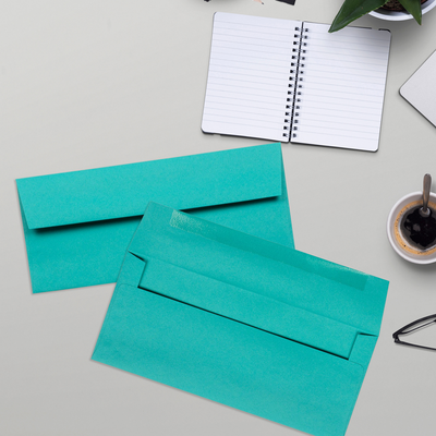 Sea Blue 24lb #10 Square Flap Envelopes (4 1/8 x 9 1/2)