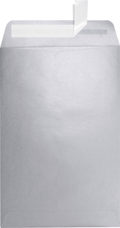 Silver Metallic 32lb 6 x 9 Open End Envelopes with Peel & Seal
