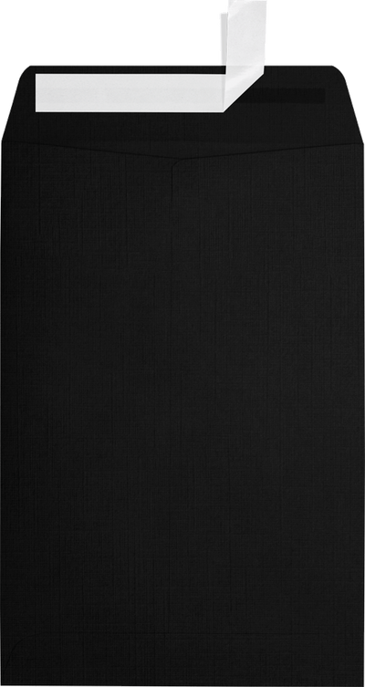 Black Linen 32lb 6 x 9 Open End Envelopes with Peel & Seal