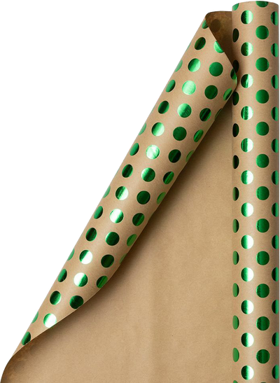 Green Foil Dots Wrapping Paper (25 Sq Ft)