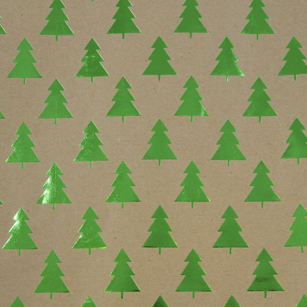 Kraft Trees Christmas Wrapping Paper Set (50 Sq Ft) - 2 Rolls