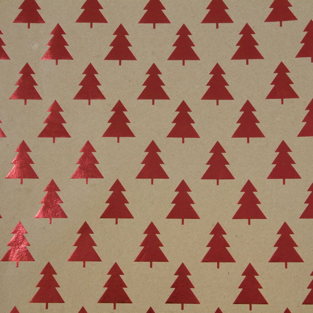 Kraft Trees Christmas Wrapping Paper Set (50 Sq Ft) - 2 Rolls