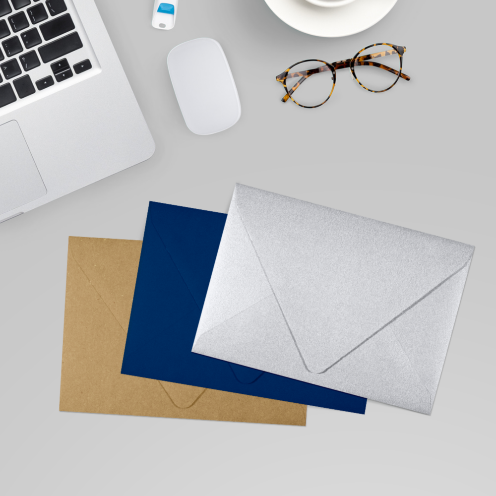 Silver Metallic 32lb A1 Contour Flap Envelopes (3 5/8 x 5 1/8)