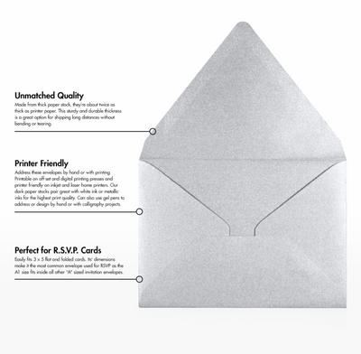 Silver Metallic 32lb A1 Contour Flap Envelopes (3 5/8 x 5 1/8)