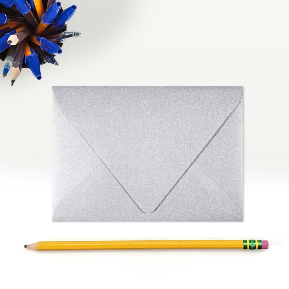 Silver Metallic 32lb A1 Contour Flap Envelopes (3 5/8 x 5 1/8)