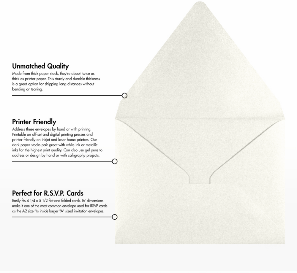 White Quartz Metallic 32lb A2 Contour Flap Envelopes (4 3/8 x 5 3/4