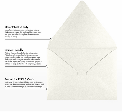 White Quartz Metallic 32lb A2 Contour Flap Envelopes (4 3/8 x 5 3/4