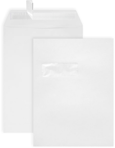 9 x 12 Open End Window Envelopes with Peel & Seal - White 28lb