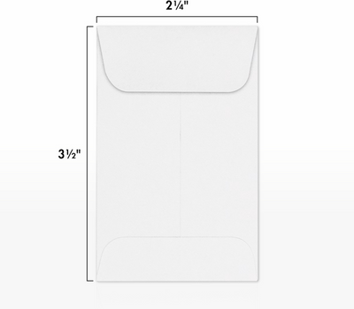 Premium White 32lb #1 Coin Envelopes (2 1/4 x 3 1/2)