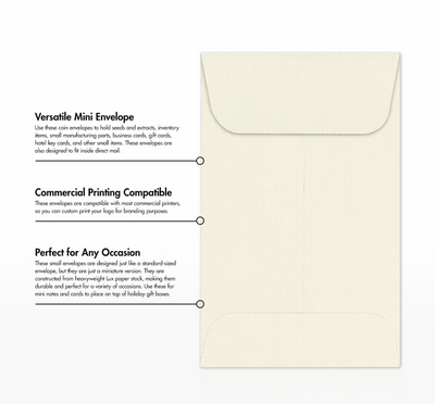 Natural Linen 32lb #1 Coin Envelopes (2 1/4 x 3 1/2)