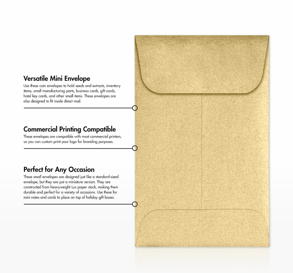 Light Gold Blonde Metallic 32lb #1 Coin Envelopes (2 1/4 x 3 1/2)