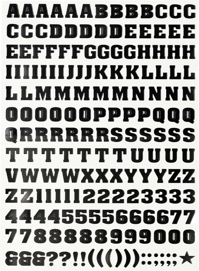 Black Matte Alphabet Stickers