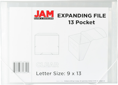 Clear Letter Size 13 Pocket Expanding Files (9 x 13)