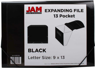 Black Letter Size 13 Pocket Expanding Files (9 x 13)