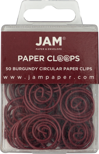 Circular "Cloops" Paper Clips - 50 Pack - Burgundy