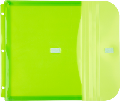 Lime Green Letter Booklet 3 Hole Punch with 1" Expansion Plastic Envelopes (9 1/2 x 11 1/2) with Hook and Loop Closure