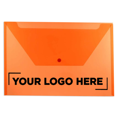 Orange Legal Booklet Plastic Envelopes (9 3/4 x 14 1/2) with Snap Closure