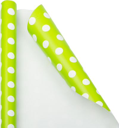 Lime Green with White Dots Wrapping Paper (25 Sq Ft)