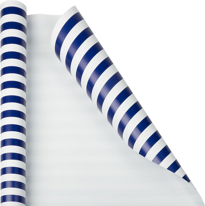 Blue and White Stripe Wrapping Paper (25 Sq Ft)