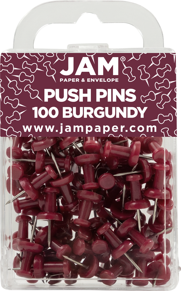 Pushpins - 100 Pack - Burgundy