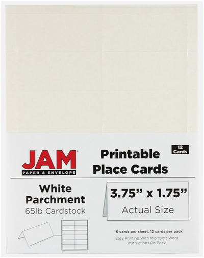 White Parchment 3 3/4 x 1 3/4 Printable Place Cards