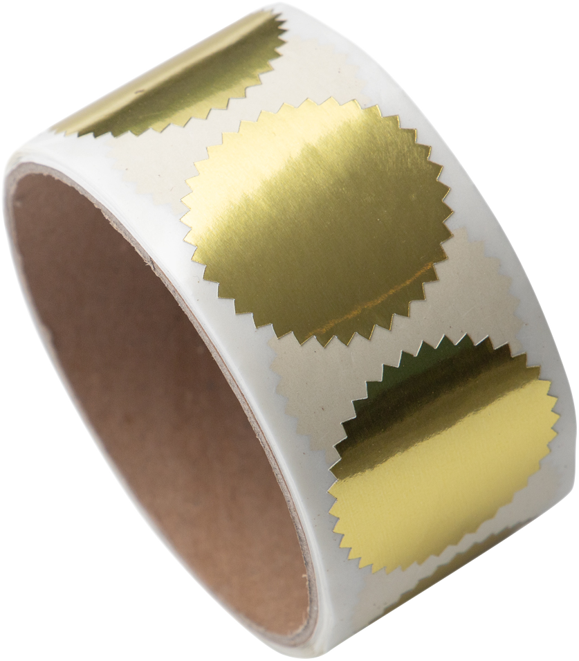 Gold Foil 1 1/2 Inch Roll of  Wafer Seal Labels