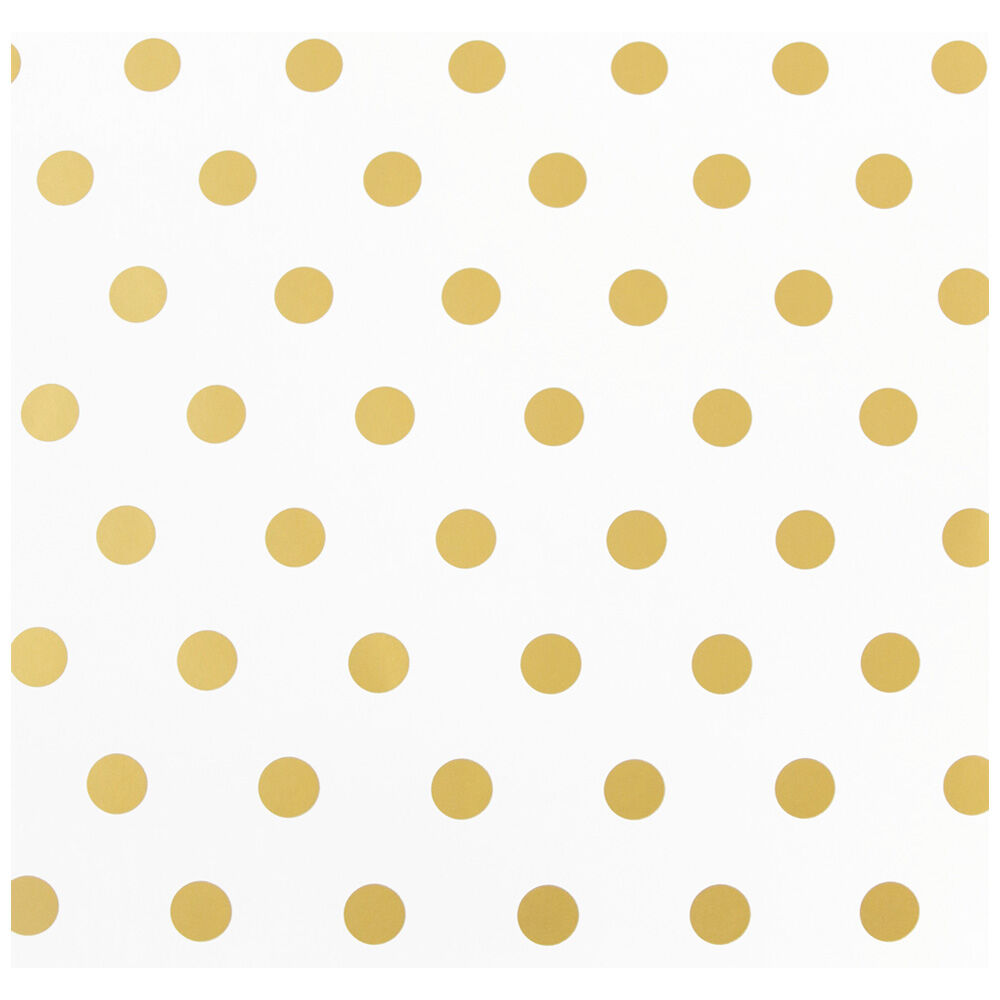 White with Gold Metallic Dots Wrapping Paper (25 Sq Ft)