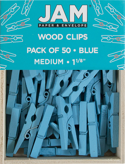 Blue Medium 1 1/8 Inch Wood Clips - 50 Pack