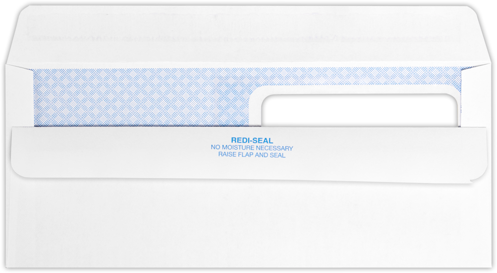White 24lb #8 5/8 Double Window Envelopes (3 5/8 x 8 5/8) with Peel & Seal