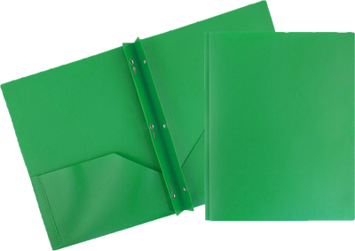 Green 9 x 12 Plastic Pop Folders with Clasp