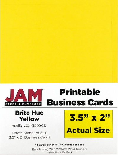 Bright Yellow Business Cards - 100 Pack
