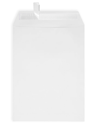 9 x 12 Open End Window Envelopes with Peel & Seal - White 28lb