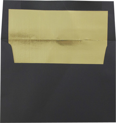 Black Linen with Gold Foil Lining 32lb A6 Invitation Envelopes (4 3/4 x 6 1/2)