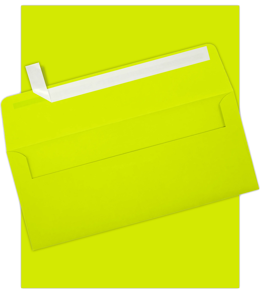 Ultra Lime Green #10 Stationery Set  - 100 Pack