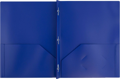 Blue 9 x 12 Plastic Pop Folders with Clasp