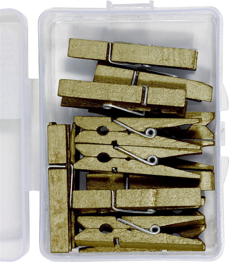 Gold X-Large 1 3/4 Inch Wood Clips - 14 Pack