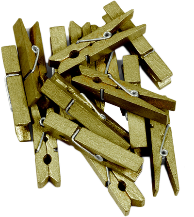 Gold X-Large 1 3/4 Inch Wood Clips - 14 Pack