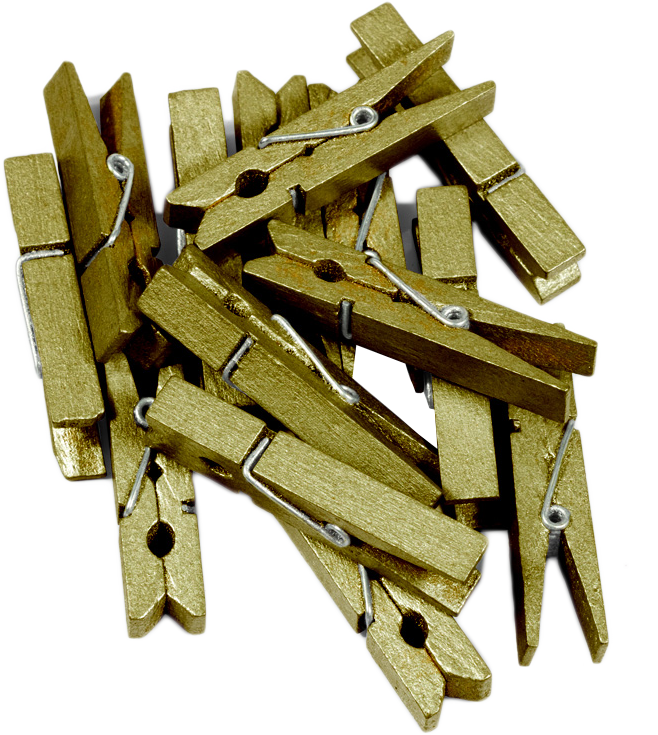 Gold X-Large 1 3/4 Inch Wood Clips - 14 Pack