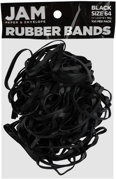 Black Size 64 Rubber Bands - 100 Pack