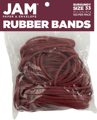 Size 33 Rubber Bands - 100 Pack - Burgundy