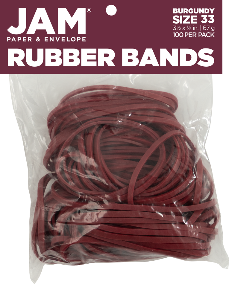 Size 33 Rubber Bands - 100 Pack - Burgundy