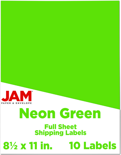 Neon Green 8 1/2 x 11 Full Sheet Shipping Labels