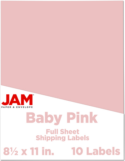 Baby Pink 8 1/2 x 11 Full Sheet Shipping Labels