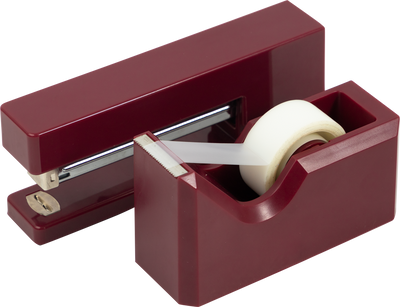 Stapler and Tape Dispenser Desk Set - Burgundy